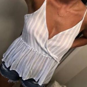 Blue and white striped tank top